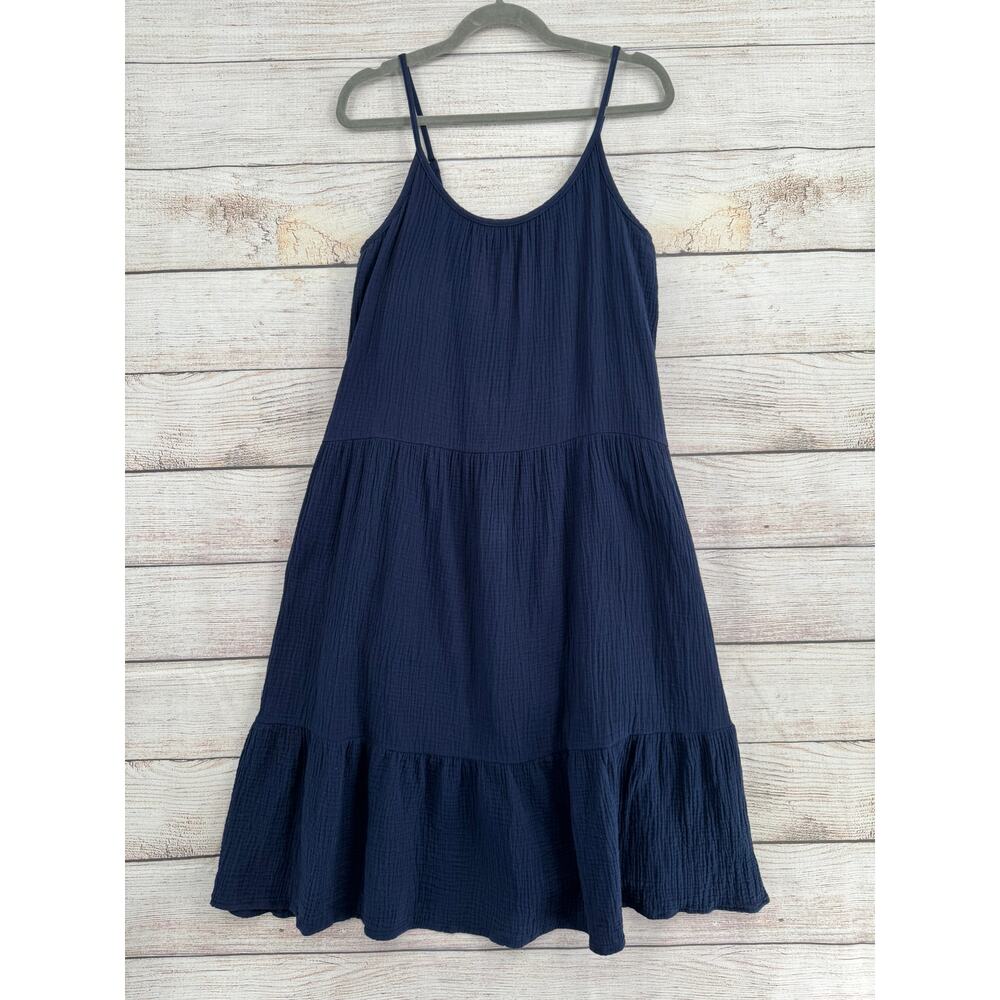 Dolan Left Coast Anthropologie Gauzy‎ A-Line Midi Dress Womens M Navy Blue